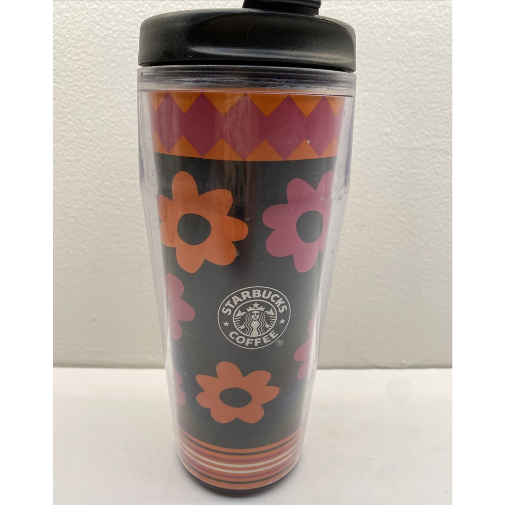 Starbucks Vintage Barista Travel Tumbler Mug Coffee 16oz 2002 Retro Flower's